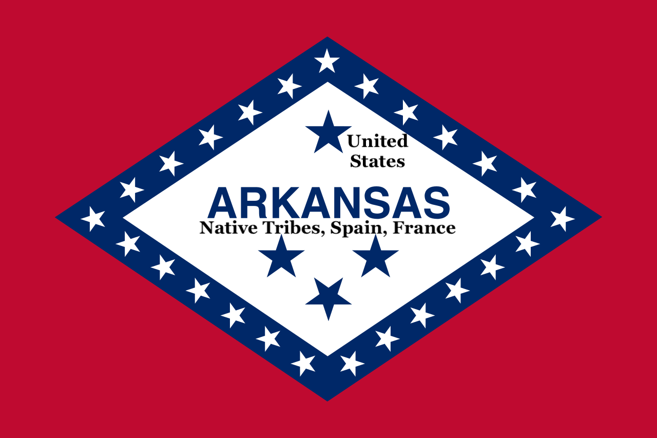 Four blue stars on Arkansas flag defined