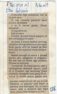Part 2, “Arthur Schwartz’ Uncooked Pasta Sauces,” Arkansas Gazette, Aug. 7, 1985