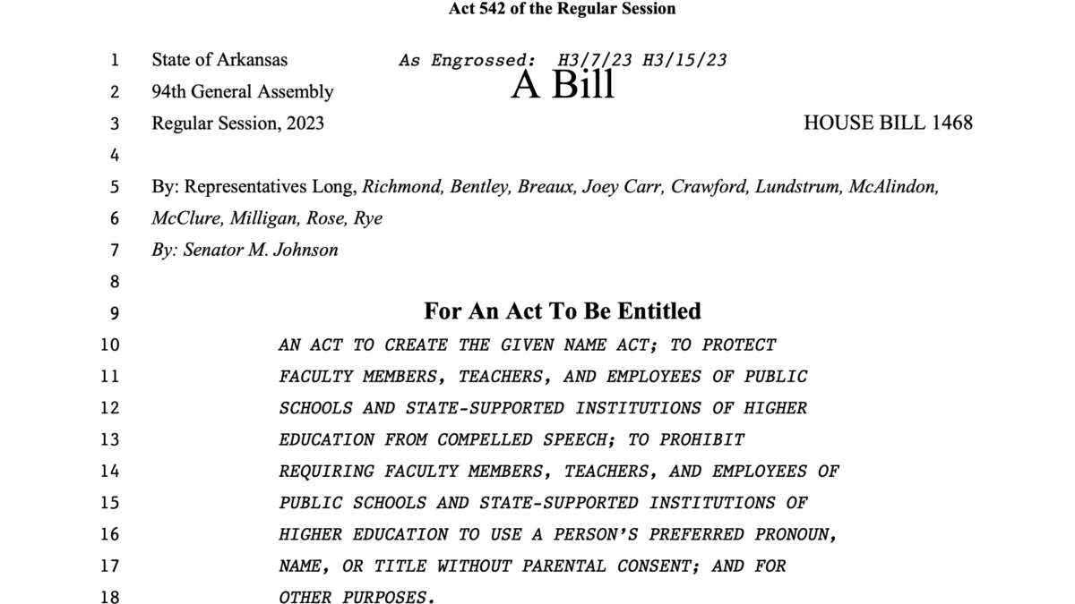 The top of Arkansas Act 542 of 2023