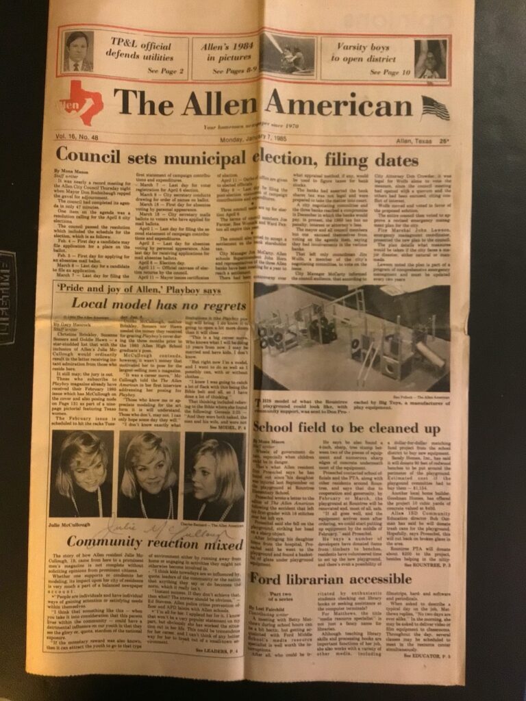 The Jan. 7, 1985, Allen American front page