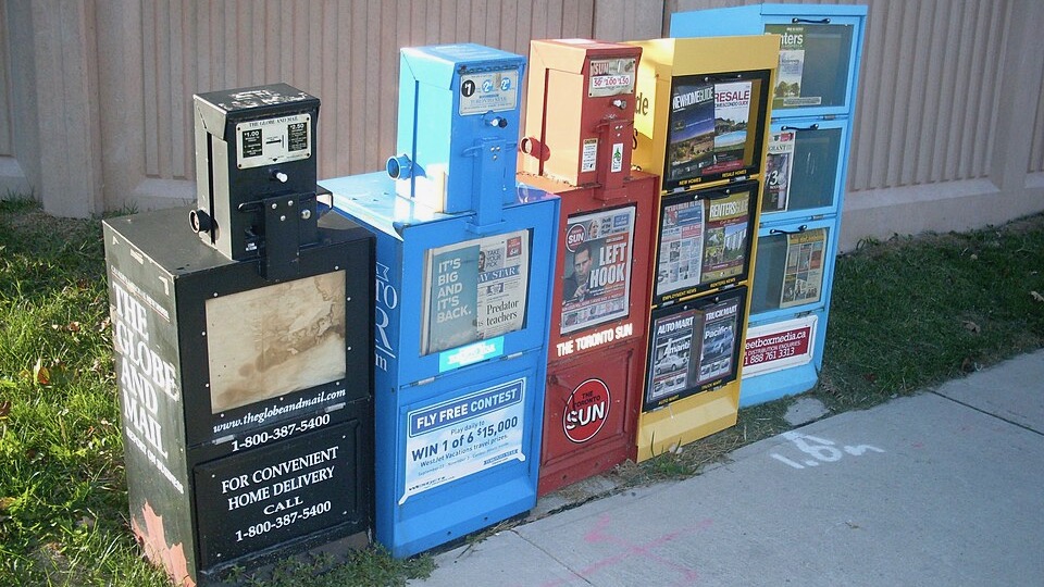 Newspaper vending machines in Toronto in 2011.