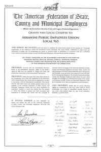 The 1966 AFSCME charter for Local 965, then the Arkansas Public Employees Union (APEU) with all signatures