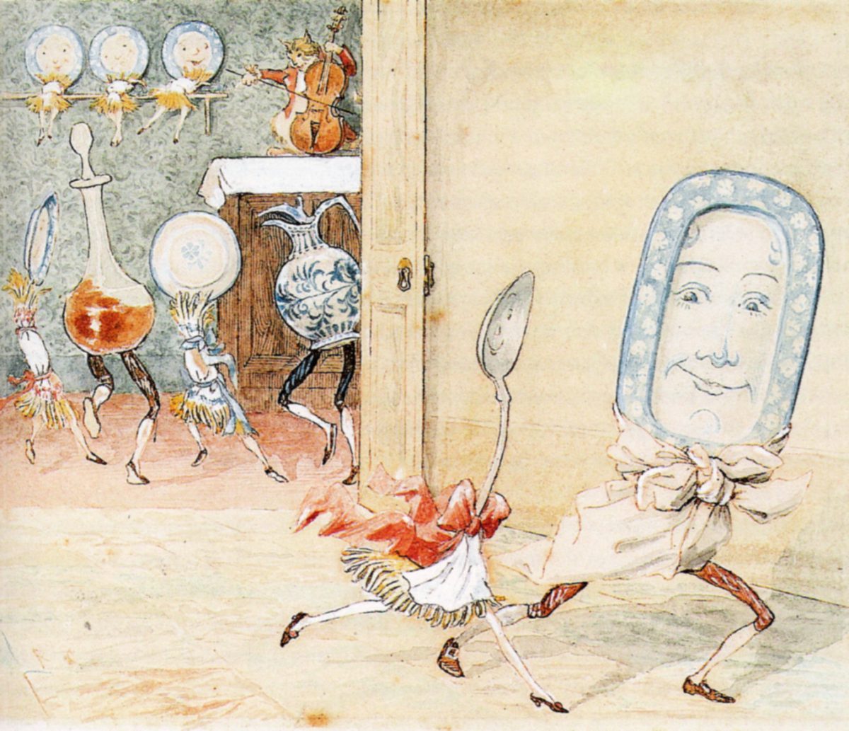 Illustration of "the Dish Ran Away with the Spoon"