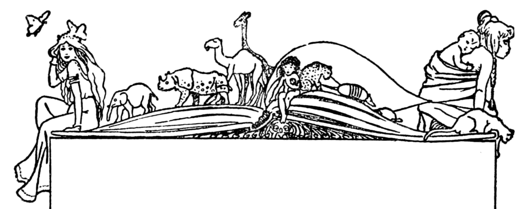 Illustration for the table of contents of the 1912 edition of "Just So Stories" by Rudyard Kipling