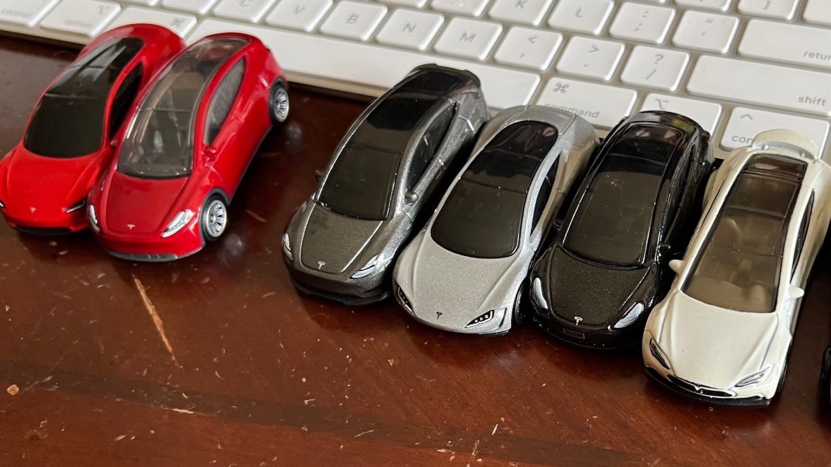 Assortment of Hot Wheels and Matchbox toy Tesla cars
