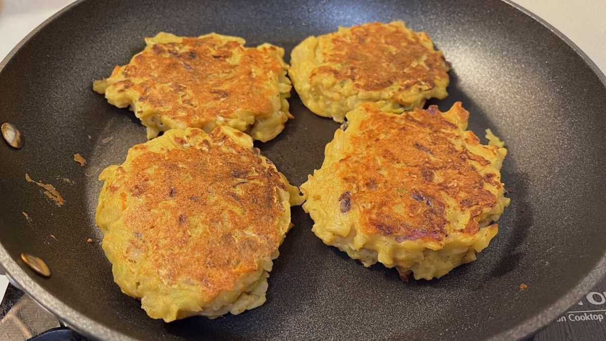 Okonomiyaki patties ready to serve